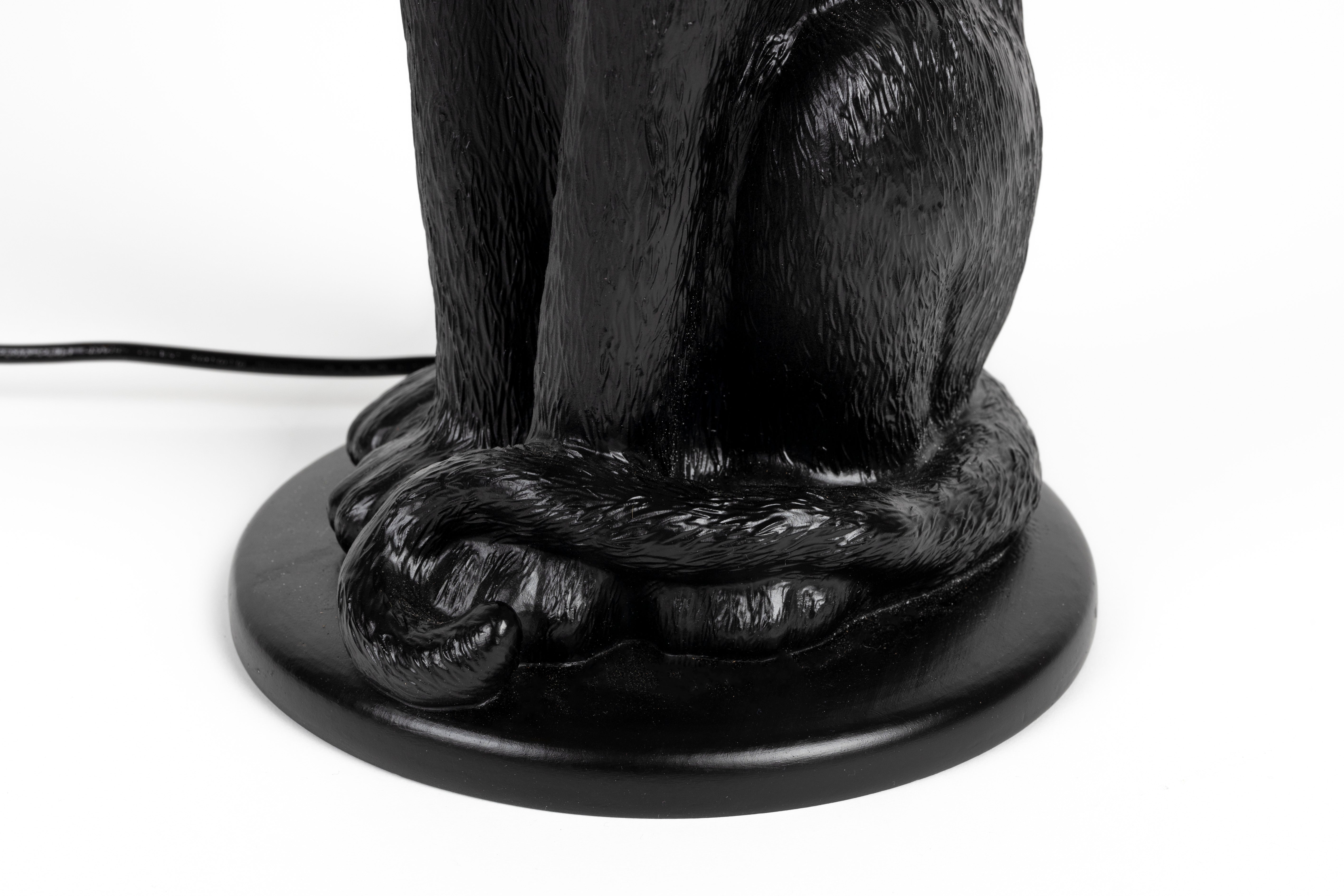 Bold Monkey Proudly Crowned Panther Black Floor Lamp